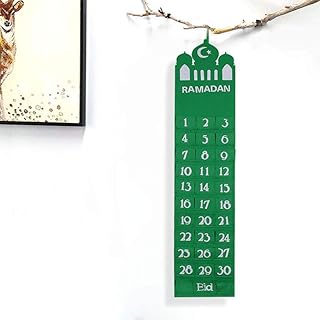 Ramadan Mubarak Decorations Ramadan Countdown Calendar for Kids Eid Ramadan 2023 Advent Calendar Poster for Home Wall Decorations, Ramadan Calendar Ramadan (Green)