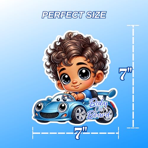 Image of Baby On Board Sticker - 7 inchx7 inch Cute Sports Car Design | Child Safety - Cute Durable, Non-Magnetic, Strong Adhesive | Fun Cartoon Warning for Vehicle Protection (Blue Sports Car)