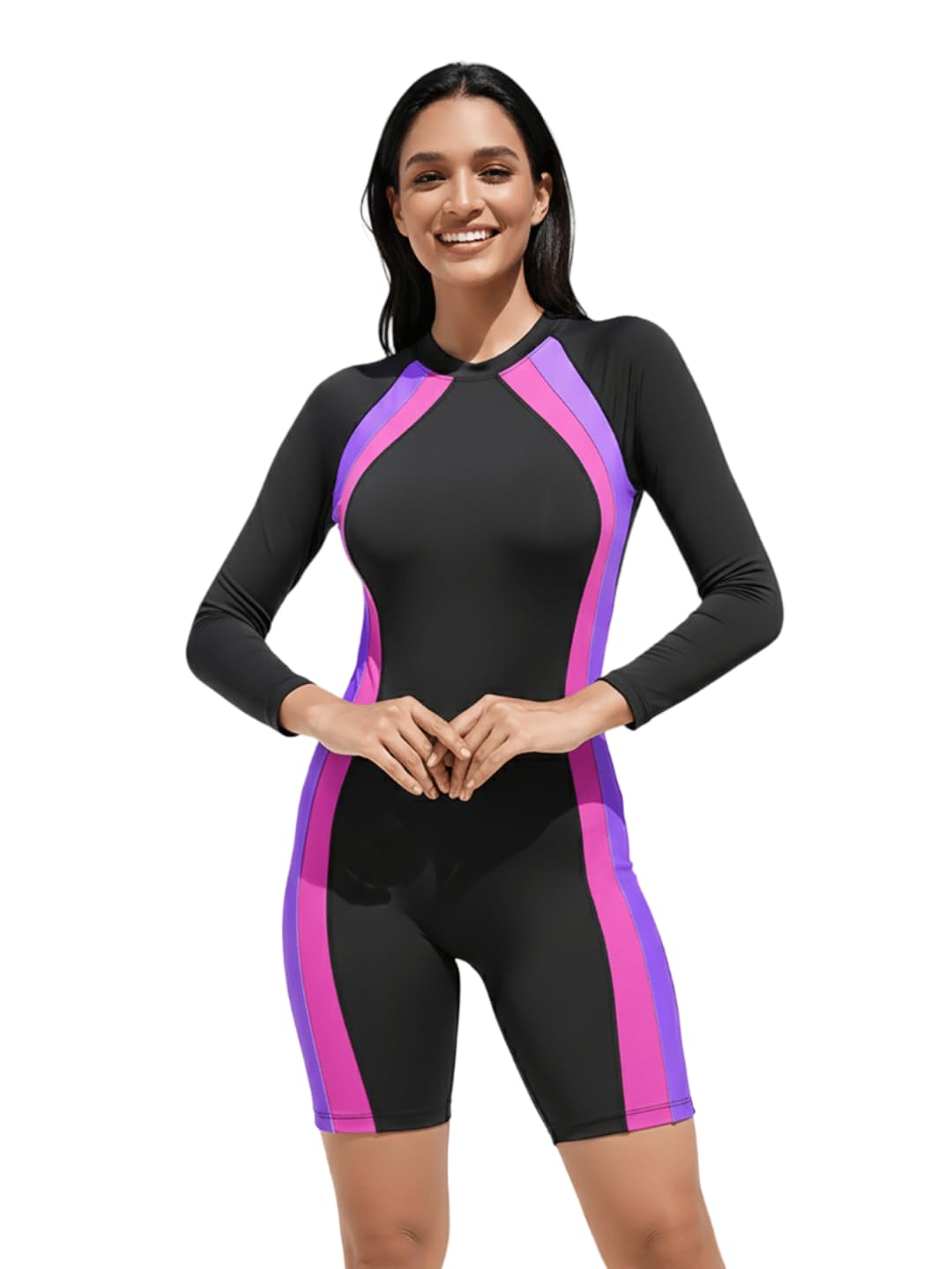 lycot Women's Nylon Legging Full Sleeves High Neck (Back Zip) Pattern Single Piece Swimwear/Swim Suit-picture-4