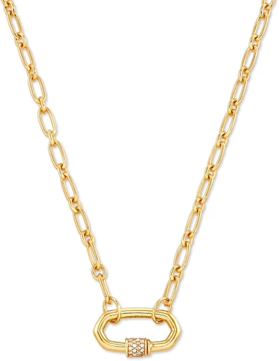 Collar Bristol Link, oro vermeil de 18 quilates, joyería semifina para mujer, zafiro blanco