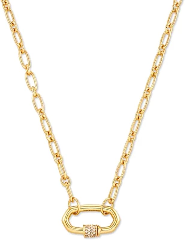 Collar Bristol Link, oro vermeil de 18 quilates, joyería semifina para mujer, zafiro blanco