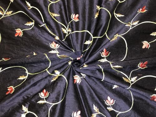 Tissu brodé 100% soie pour robe de mariée et décoration de salon, motif vigne florale DUPE73
