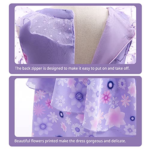 Ciyti Isabella Encanto Costume Dress For Girls Halloween Birthday Party Outfit Cosplay Dress Up With Earrings, Necklace, Bag, Head Wreath, Ring, Bracelet For Kids #TOP6