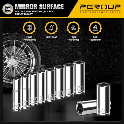 Juego de llaves de vaso de impacto profundo de 3/8 metricas 10mm a 21mm para taller 6