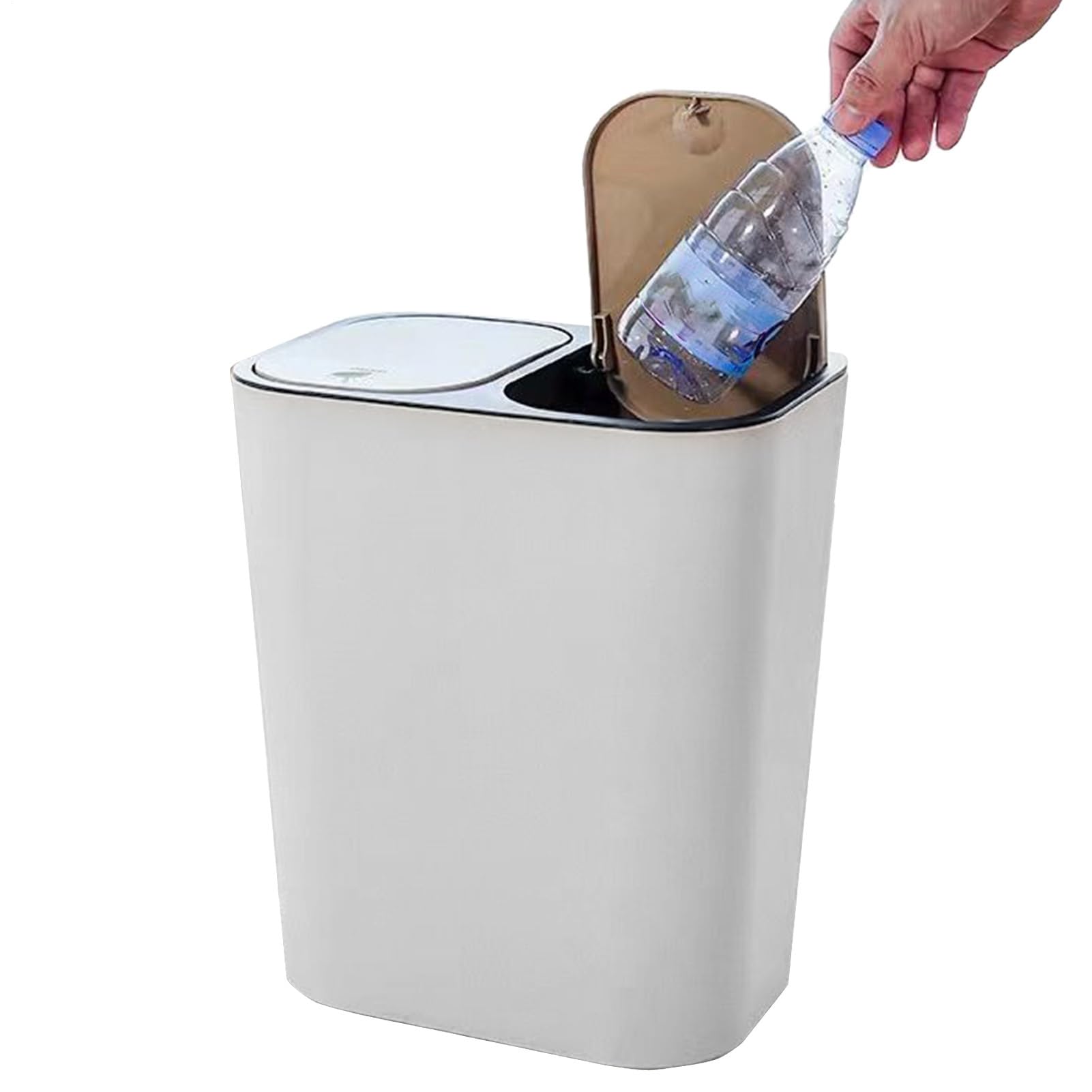 Kosz Na Odpady Z Funkcją Recyklingu Kosz Na Odpady Z Dwiema Komorami | 18 litrów Kosz z Pokrywami Przyciskowymi do Kuchni Prania Miejsca Pracy Jadalni Sypialni Kampera Garażu Tarasu Domu