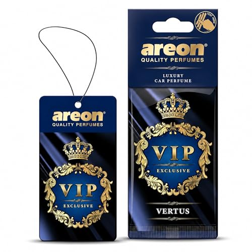 Image of AREON VIP Hanging Car Air Freshener Pack of 3 - Premium Car Perfume with Natural Fragrances, Stylish Hanging Cards Long Lasting Auto Air Freshener for Car, Home, Office & Vehicle Interior - VERTUS