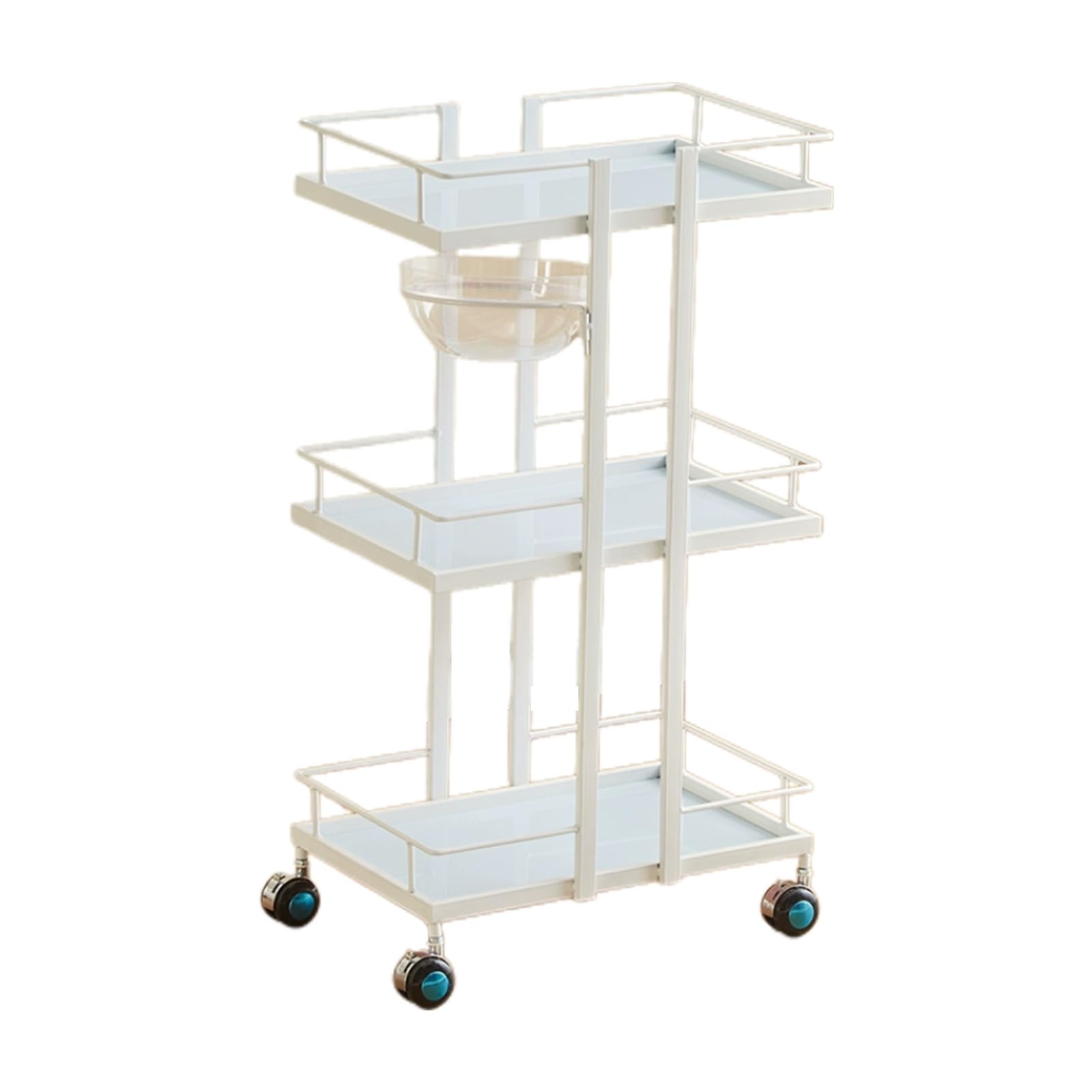 Barbershop Beauty Tool Cart Multi-Purpose Tool Cart with Workbench Salon Trolley with Wheels,Corner Arc Layered Storage,Convenient Universal Pulley,Suitable for Salon Spa Tattoo(White,28x45x83cm)