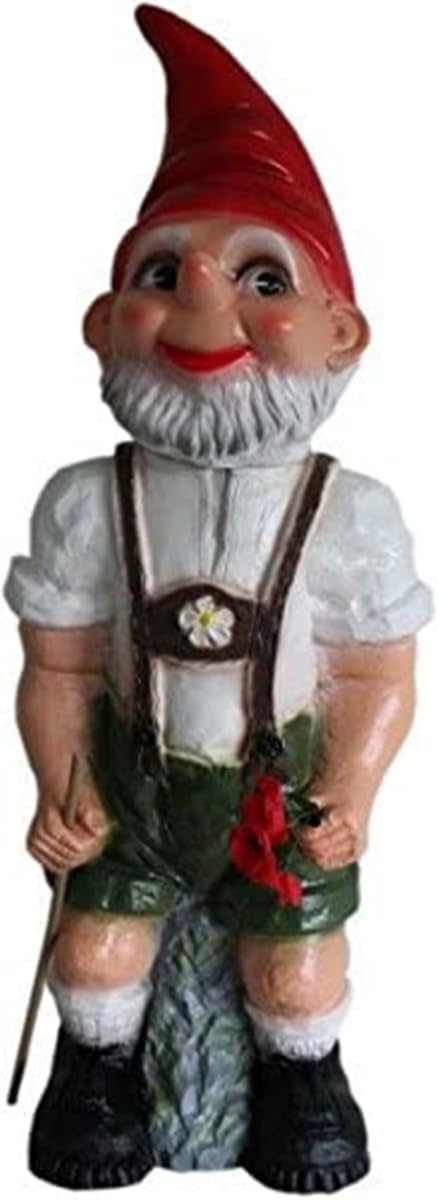 Gartenzwerg Seppel Figur Zwerg stehend in bayerischer Latzhose H 80 cm großer Deko Zwerg Gartenfigur Kunststoff