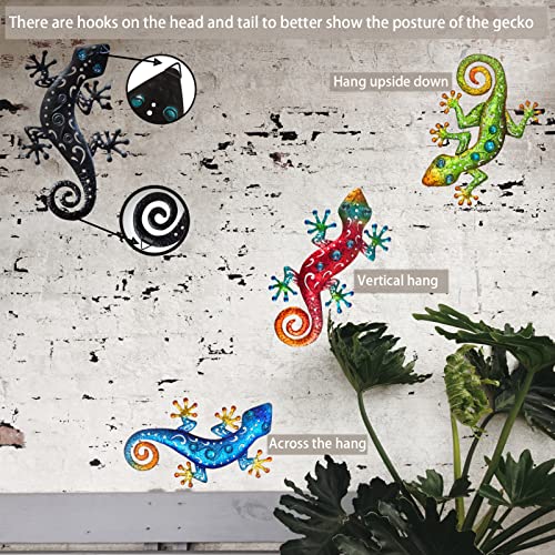 Tuokiuhn Metal Outdoor Red Gecko Wall Decor Lizard Garden Decoration Outdoor Fence Yard Wall Art 13.5*7.5Inch #TOP6