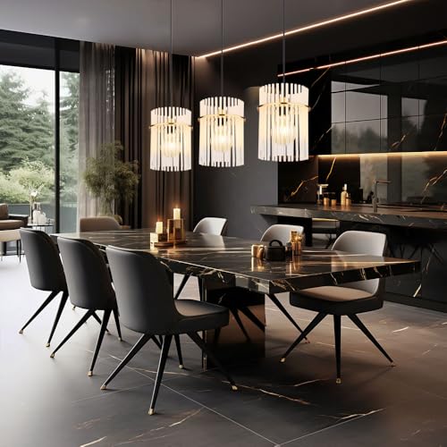 Globo Lampada A Sospensione Gorley, Lunghezza 80 Cm, Color Oro/Opale, A 3 Luci. - 3