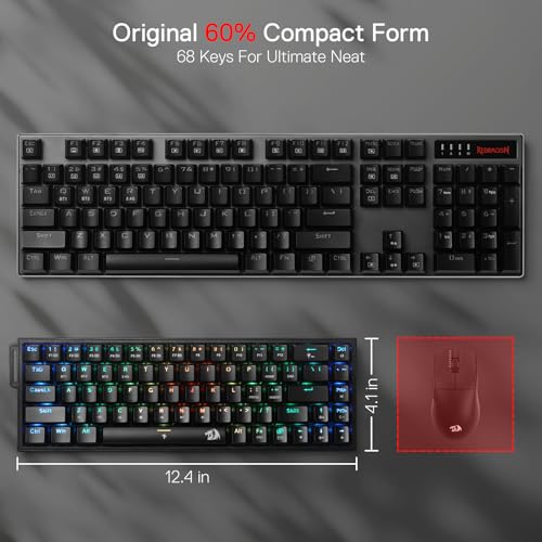 Image of Redragon K631 PRO 65% 3-Mode Wireless RGB Gaming Keyboard, 68 Keys Hot-Swappable Compact Mechanical Keyboard w /Hot-Swap Free-Mod PCB Socket & Portable Strap, Custom Dragon Chant Linear Switch