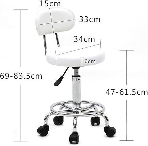 Miniatura 7 de gt5 Taburete de salón ajustable de forma redonda con respaldo y línea blanca
