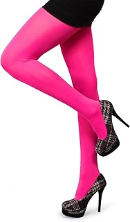 Medias rosas para mujer, 100 denier, suaves, opacas, color rosa neón, medias rosas brillantes, medias de regalo, medias de pantimedias para mujer, disfraz de Halloween para mujeres y niñas,