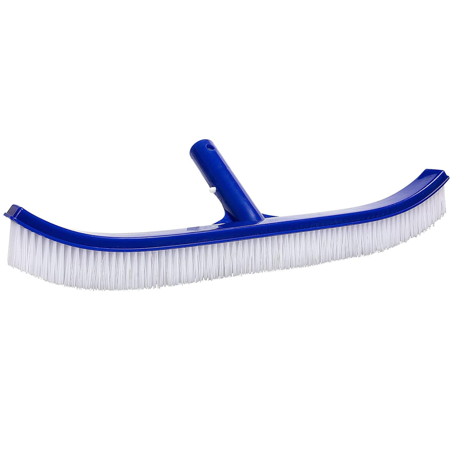 Brosse de piscine robuste de 45,7 cm avec clips EZ et extrémités incurvées – Nettoyeur de mur, carrelage et sol pour piscines creusées et hors sol – Tête large, poils durables, s'adapte aux poteaux