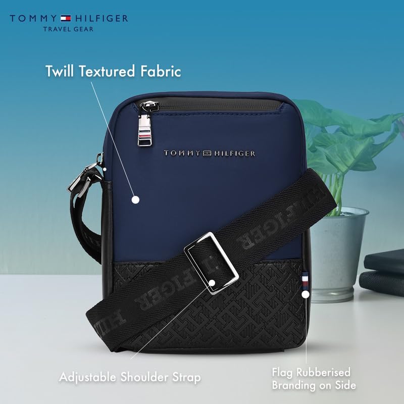 Image of Tommy Hilfiger Unisex Crossbody Bag NEXO | Structured Sling with Mobile Pouch | Compact Travel & Daily Shoulder Bag | Stylish and Trendy crossbody Bag