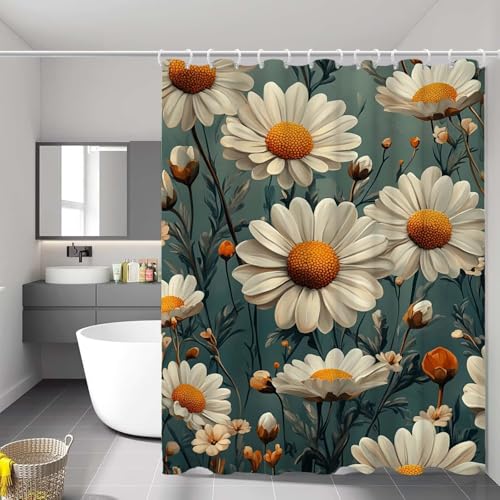 Rideau de douche imperméable et séchage rapide en polyester lavable fleur - 2