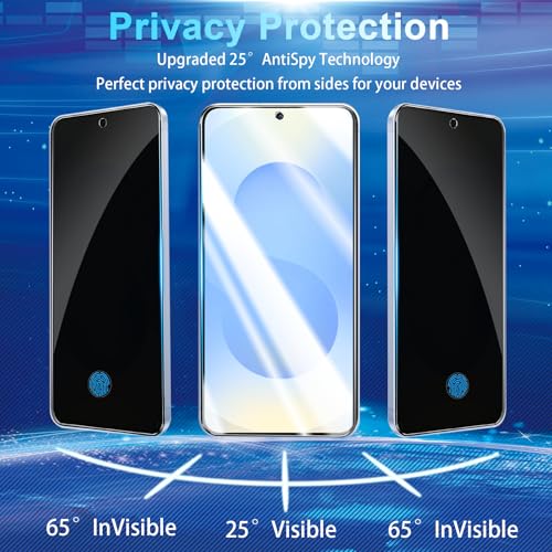 Image of [2+2 Pack Privacy Screen Protector Compatible with Galaxy S25 5G, 2 Tempered Film - 2 Camera Lens Glass - High Clarity - Anti-Spy Protection - Scratch Resistant - Easy Installation