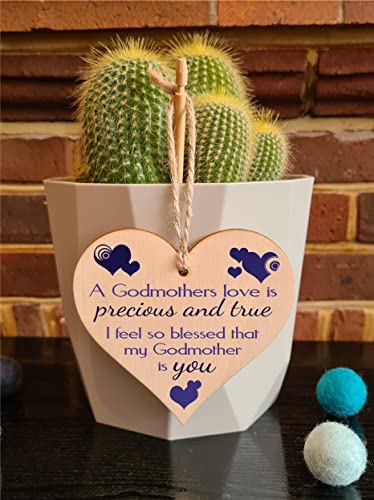 Handmade Wooden Hanging Heart Plaque Gift for precious and Special Godmothers Novelty Keepsake - Image 4