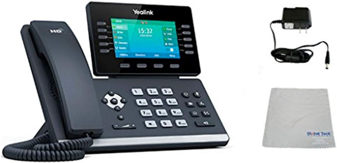 Yealink T54S SIP POE Office Phone Bundle with Power Supply and Microfiber Cloth – Requires VoIP Service, Compatible with Vonage, Ring Central, 8×8, or Cloud Services – #YEA-T54S (T54S Basic Bundle)