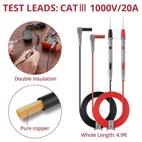 Image of BINTA 25-Piece Silicone Multimeter Leads Kit for Electricians & DIY Users, Professional Test Leads with Replaceable Probes, Alligator Clips & Tweezer for Industrial Automotive Home Electrical Testing