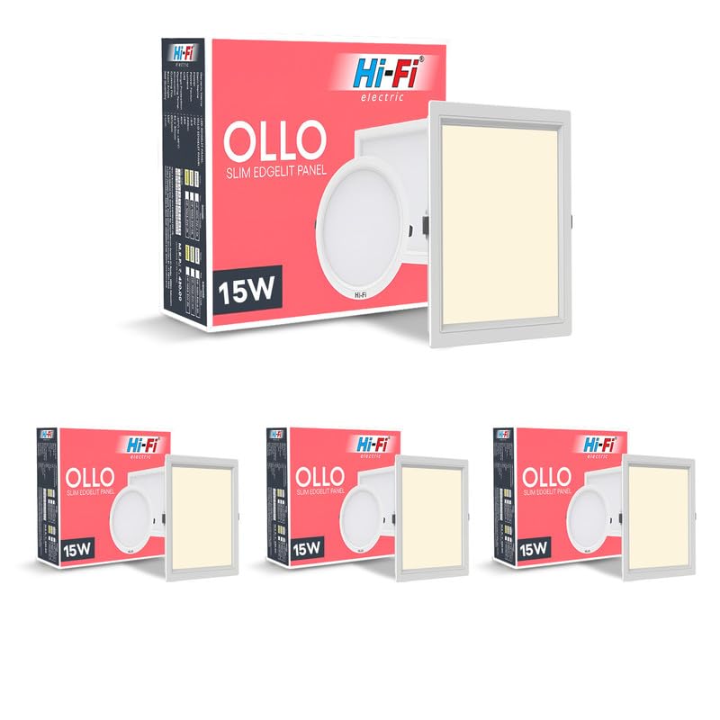 Image of Hi-Fi OLLO 15-watt Square LED Downlighter | LED Ceiling Light for Home and Hall | Cut Out: 68 mm, Color: Warm White Light, (3000K) Pack of 4-Polycarbonate