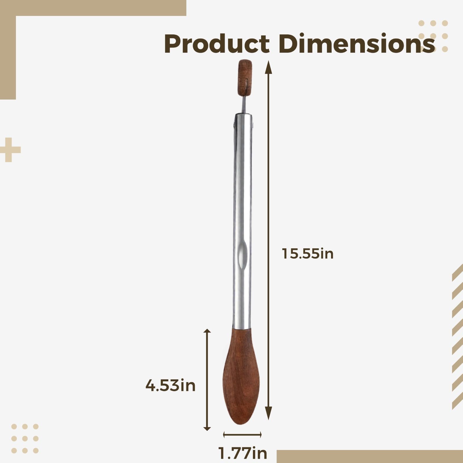 Pinces de Cuisine en Bois de Noyer, 39,5 cm Acier Inoxydable, Manche Bois Confortable, Ustensile BBQ Service