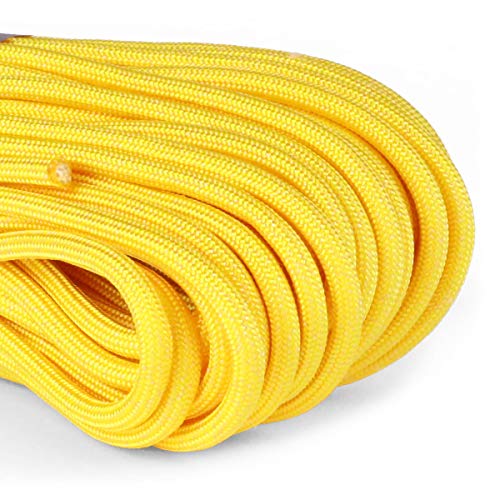 Image of Atwood Rope MFG 550 Paracord 100 Feet 7-Strand Core Nylon Parachute Cord Outside Survival Gear Made in USA | Lanyards, Bracelets, Handle Wraps, Keychain (Yellow)
