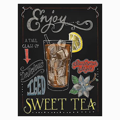 Vaborous Iced Sweet Tea Vintage Metal Tin Sign Plaque Garage Bar People Cave Home 8 X 12 Inch Tin Sign Plaque, Vintage Metal Tin Sign Indoor Outdoor Home Wall Decor Art Ideas Gifts #TOP3