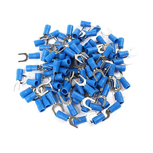 50 pezzi capocorda per cavi forcella in blu 1,5 – 2,5 mm2 foro Ø M3 isolato in PVC morsetto di collegamento capocorda cavo connettore in rame stagnato.