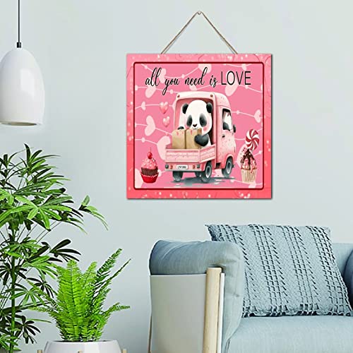 Panneau décoratif mural en bois personnalisé avec panda mignon rétro de 30,5 x 30,5 cm
