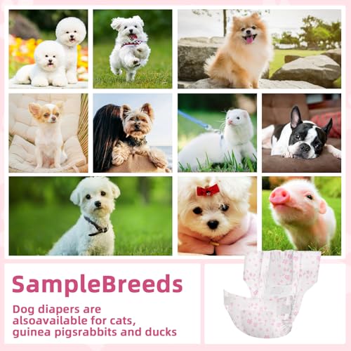 Image of Disposable Dog Diapers Female 90 Count Doggie Diapers for Female Dogs (Waist 10-16.5 in S) Super Absorbent Small Doggie Diapers for Heat Excitable Urination or Incontinence - Pink