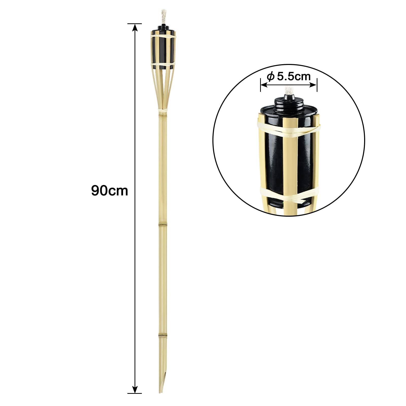 Torch Canisters Hervulbaar, Bamboe Torch Navulbus - 4 stuks 16 oz Citronella Brandstoffakkels Vervanging Bussen met Wicks en Covers Patio Torch voor Luau Party, DIY Tuin Fakkel Outdoor Decor