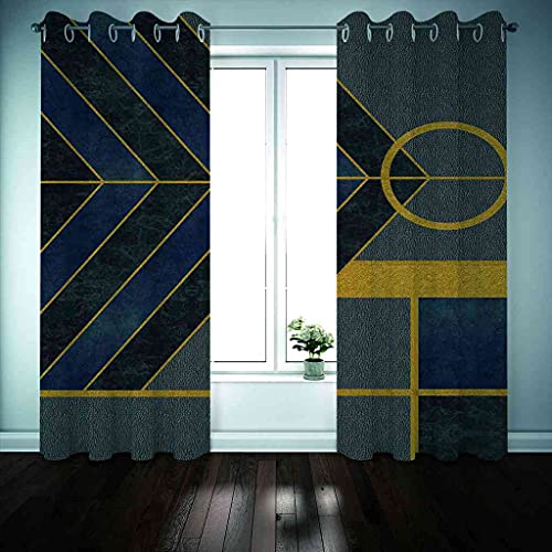 Rideau à oeillets haut de gamme géométrie d'or tissu lourd - 4
