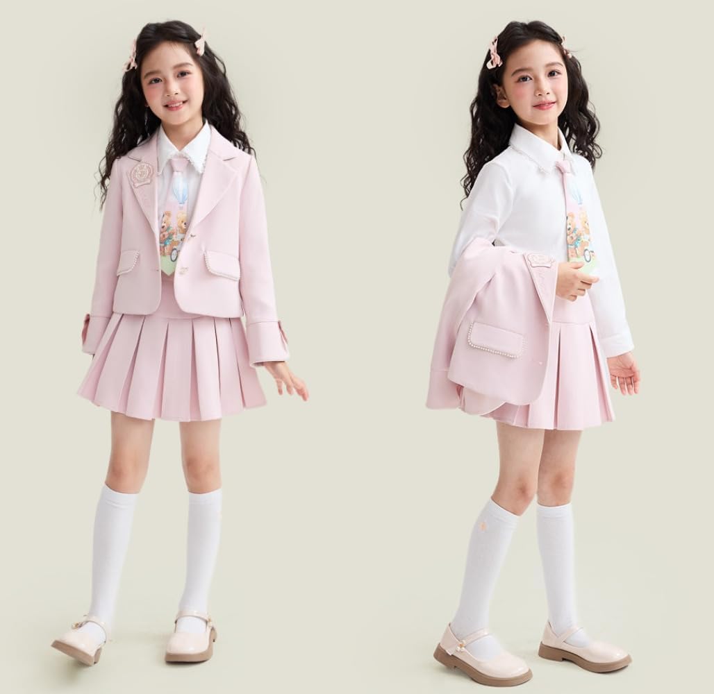 [kzzkoo] 卒業式 スーツ 女の子 入学式 フォーマルスーツ 子供服 ジュニア 小学生 面接 受験 ピンク セレモニー服 セッ
