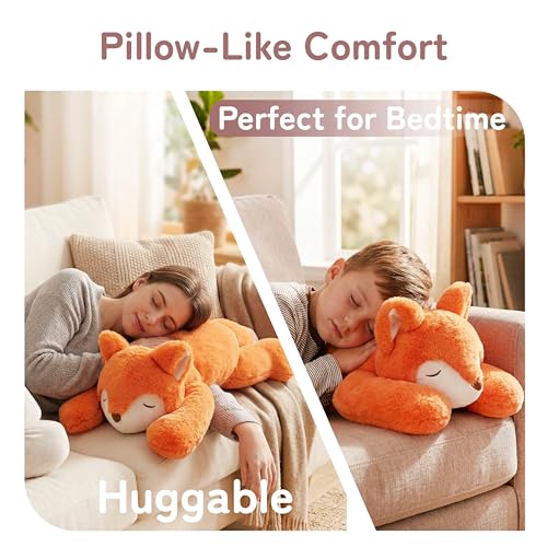 Image of Niuniu Daddy Fox Weighted Stuffed Animals for Kids & Adults, 25 inch | 5lb Large Weighted Plushies Pillow for Sleeping and Calming, Cute Lying Plush Toy Huggable Gift for Everyday Comfort