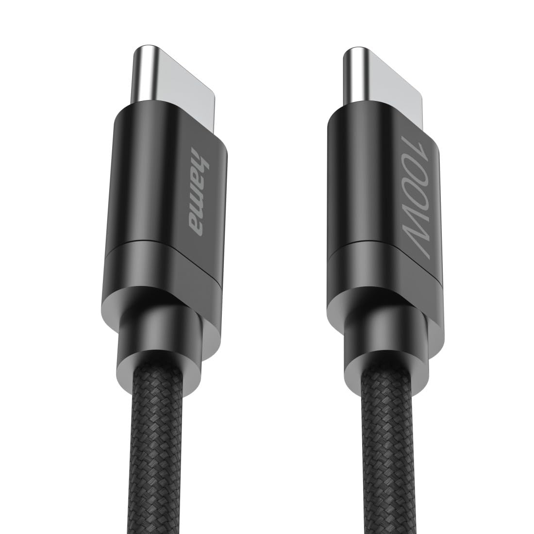 Hama Ladekabel Fabric, USB-C - USB-C, 100W, 3 m, Nylon, Schwarz