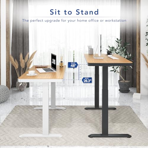 Image of FLEXISPOT 48 inch Electric Standing Desk with Drawers, USB Charging Ports, Quick Assembly, Height Adjustable Sit Stand Desk with Child Lock for Natural Home Office, Bamboo Finish Top /Black Legs