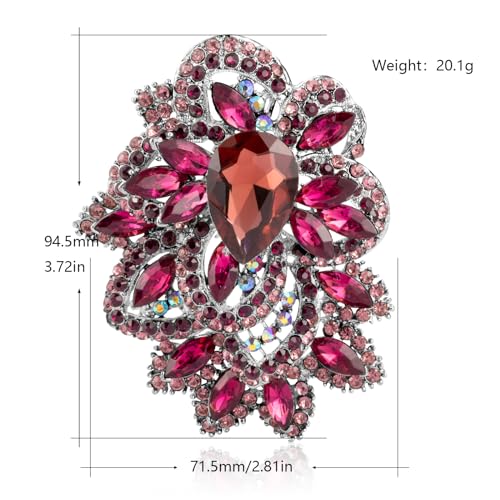 Image of LAXPICOL Big Large Women's Vintage Austrian Crystal Elegant Flower Teardrop Brooch Gold Tone