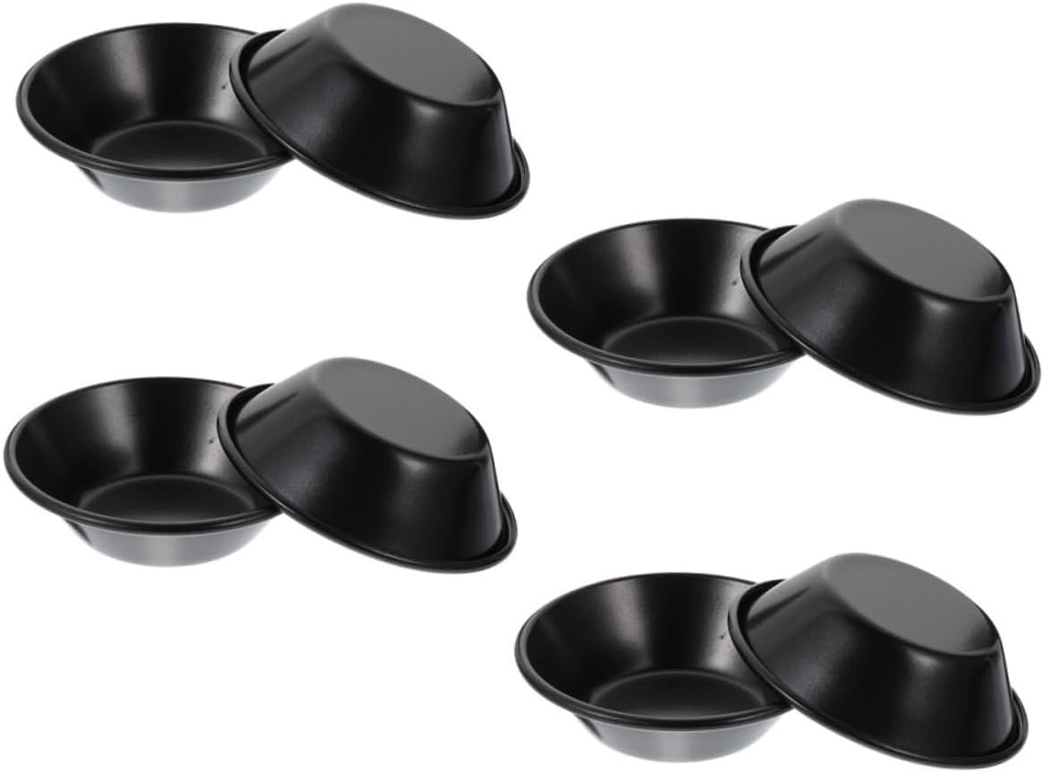 SECFOU 8pcs Non-stick Carbon Steel Tart Mold for Baking Round Egg Tart Molds for Puddings Biscuits and Desserts Afternoon Tea and Parties