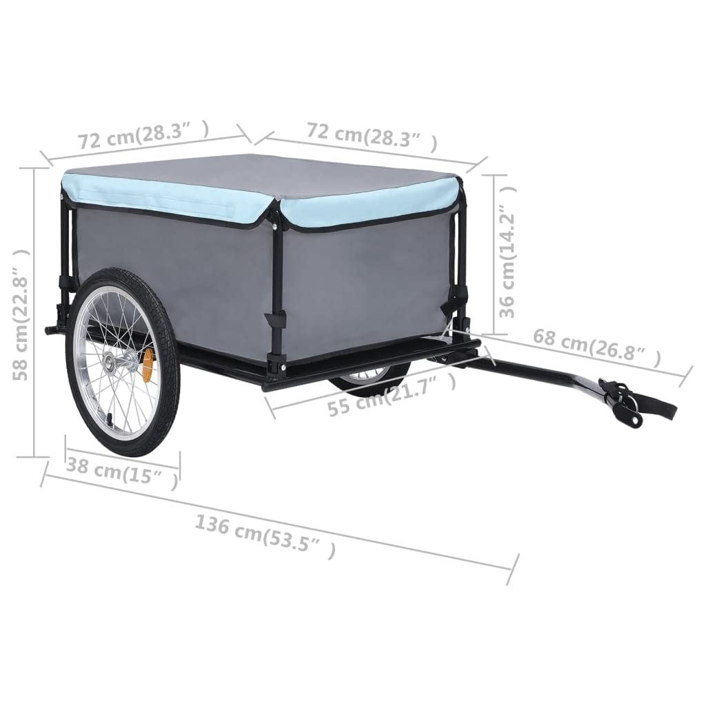 vidaXL Remolque de carga para bicicleta, color negro y azul, 150 libras