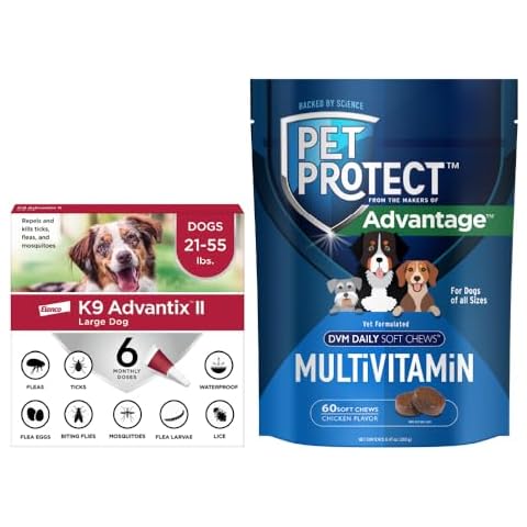 Bundle of K9 Advantix II Large Dog| Dogs 21-55 lbs. | 6-Mo Supply + Pet Protect Daily Multivitamin for Dogs | 60 Chews Cover