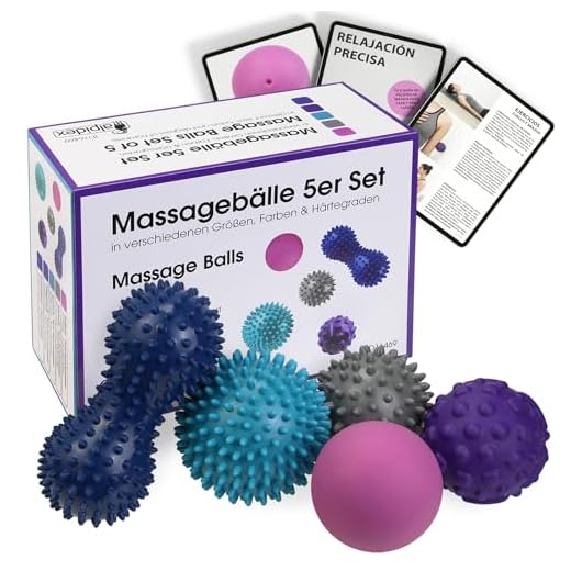 ALPIDEX Bolas de Masaje Set de 5 Bola Pelota de Pinchos Lacrosse Cacahuete Erizo triggerpoint Diferentes Grados de dureza para Espalda piernas pies Manos