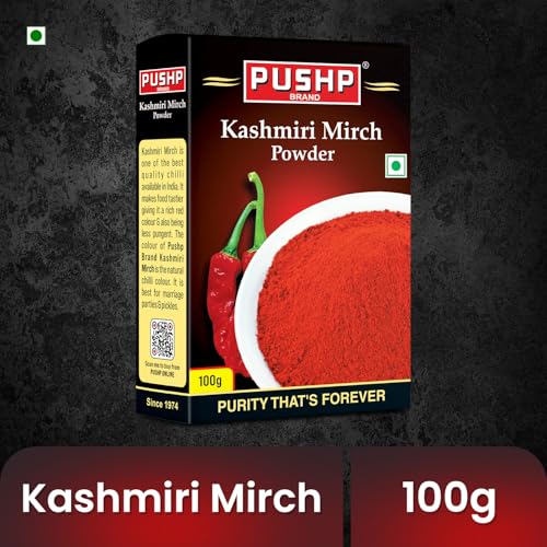 Image of Pushp Brand Kashmiri Red Chilli Powder (100gm) (Pack of 1)