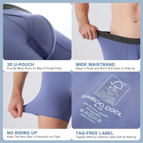 Image of BAMBOO COOL Men's Ultra Breathable Underwear,No Riding Up Boxer Briefs with ComfortFlexible Waistband,Multipack