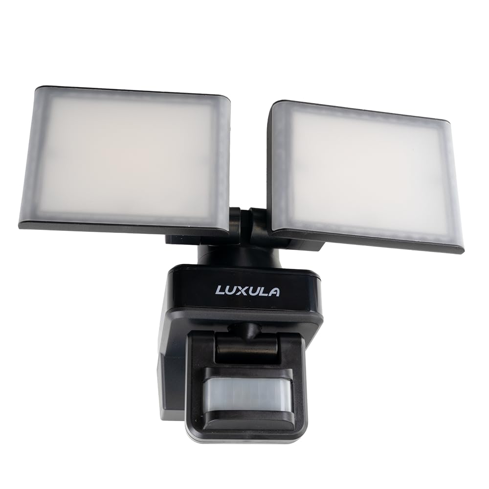LUXULA LED Strahler mit Bewegungsmelder - 2x 15W, 3200lm - Außenstrahler drehbar, neigbar, Wand und Eckmontage - 4000K Neutralweiß - IP54 Außenleuchte Fluter Flutlichtstrahler Garten Auffahrt