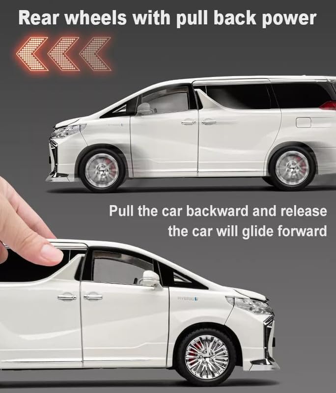 Image of Model 1:18 Toyota Alphard Model Alloy Metal Pull Back Die-cast Car Openable Doors with Sound and Light Vehicle Car Toy for Kids - Multicolor