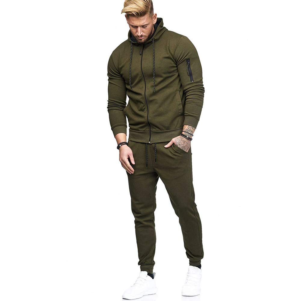 Star_wuvi Men's Hoodie Pants Sets Zipper Sport Hooded Pullover Tops Cozy Sweatshirt Sports Suit Tracksuit,M~3XL