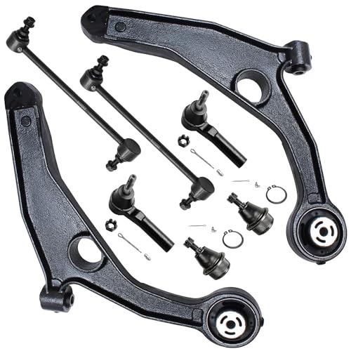 Image of Detroit Axle - 8pc Front End Suspension Kit for 2008-2014 Dodge Avenger 2007-2010 Chrysler Sebring 2 Lower Control Arms w /Ball Joints 2 Lower Ball Joints 2 Sway Bars 2 Outer Tie Rod Ends Replacement