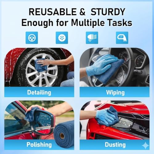 Image of Microfiber Cleaning Cloth Roll, Reusable Tear Away Microfiber Towels,Washable, Ultra Absorbent, Rags Cleaning, Dishcloths, Cleaning Cloth for Car, Home or Kitchen. (DENIM BLUE, 25cm X 25cm)