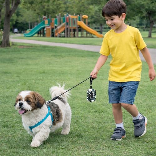 Image of Petmolico Dog Poop Bag Holder Leash Attachment, Dog Waste Bag Dispenser Zippered Pouch, Fits Any Dog Leash, Includes Free Roll of Dog Bags, Poop Bag Dispenser - 2 Packs, Mixed Cyan&Flower